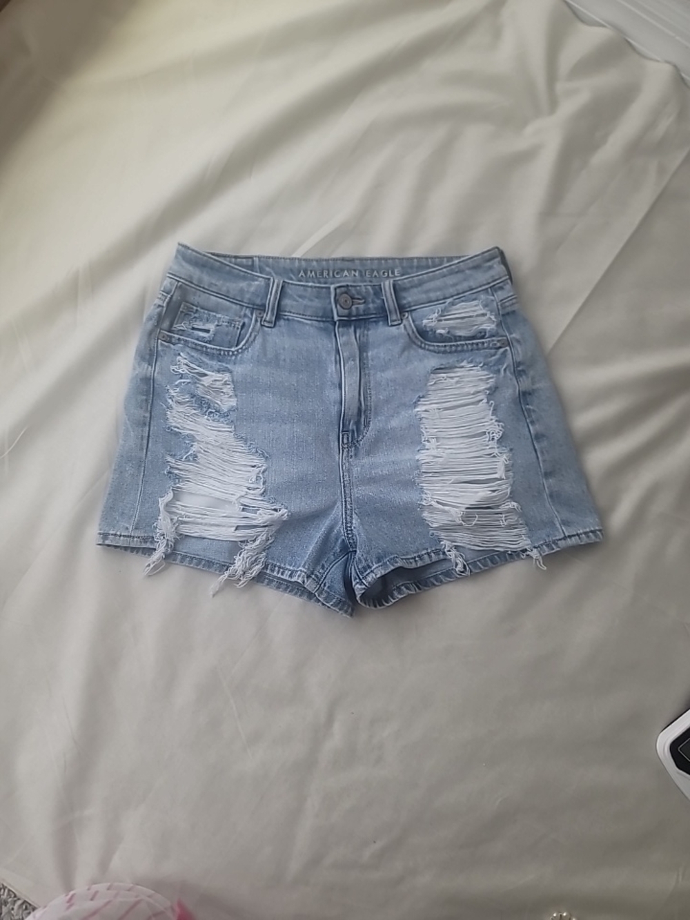 American Eagle Outfitters Distressed Light Blue Denim Cutoff Shorts
